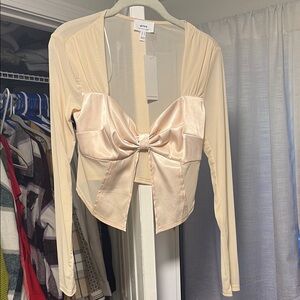 Privy Cream Long Sleeve Bow Top